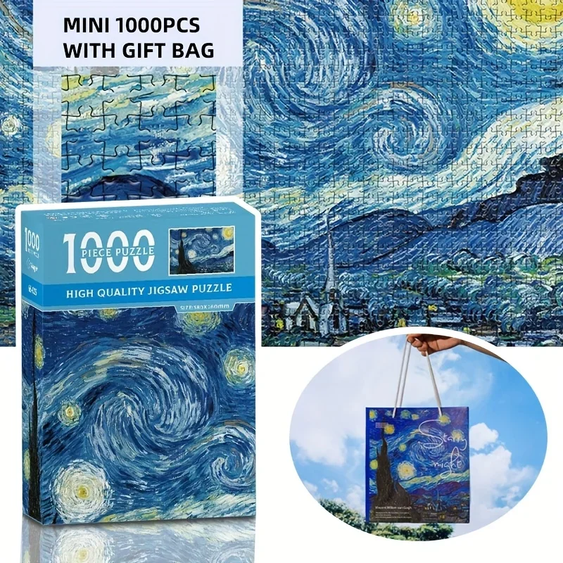 

MINI SIZE Starry Night 1000pcs Paper JIgsaw Puzzle with Gift BAG PERFECT for Festivals for Lovers Friends Parents 38x26cm