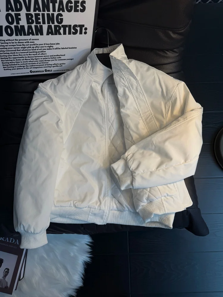 

American Sle ort Cleanfit Deconstructed Fce Lined Jaet Men's Autumn Winter High Warm Stand Collar Coat Cotton Clothes