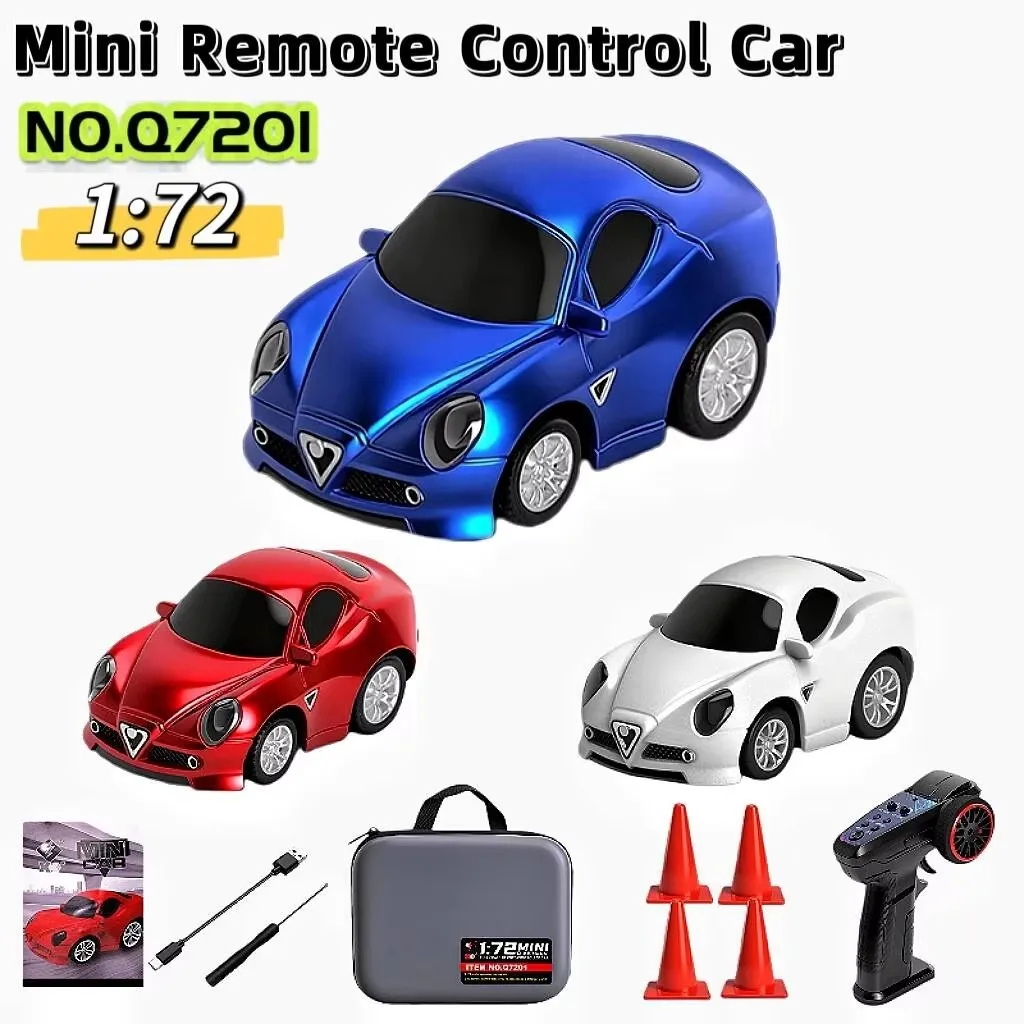 WLtoys Nouvelle voiture télécommandée miniature haute vitesse 1:72 Q7201, quatre roues motrices, contrôle sans fil, modèle de voiture de course miniature 2.4G, jouet pour garçon