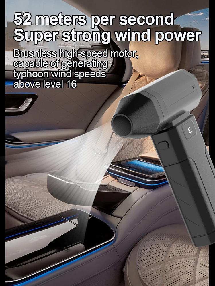 130000 RPM Mini Portable Handheld 52m/s Fan Turbo Fan Adjustable Mini Personal Fan 6000mAh Type-C rechargeable Electric Fan