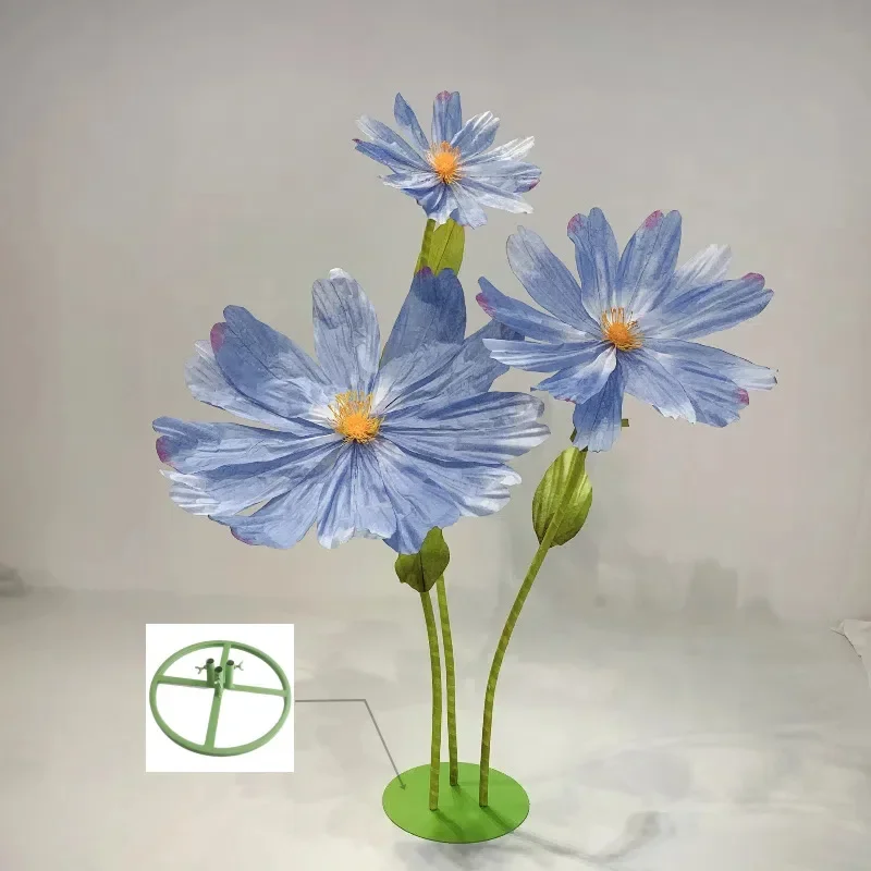 زهرة محاكاة الأقحوان، دعائم الزفاف، زهرة فنية ورقية كبيرة، زخرفة تزيين نافذة مركز التسوق #3