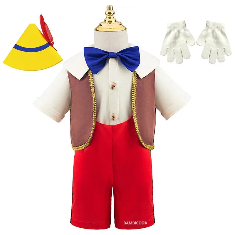 Disfraz de marioneta para niños, disfraz de marioneta para niños, traje de personaje de cuento de hadas, disfraces de Halloween, disfraz de Pinocho de nariz