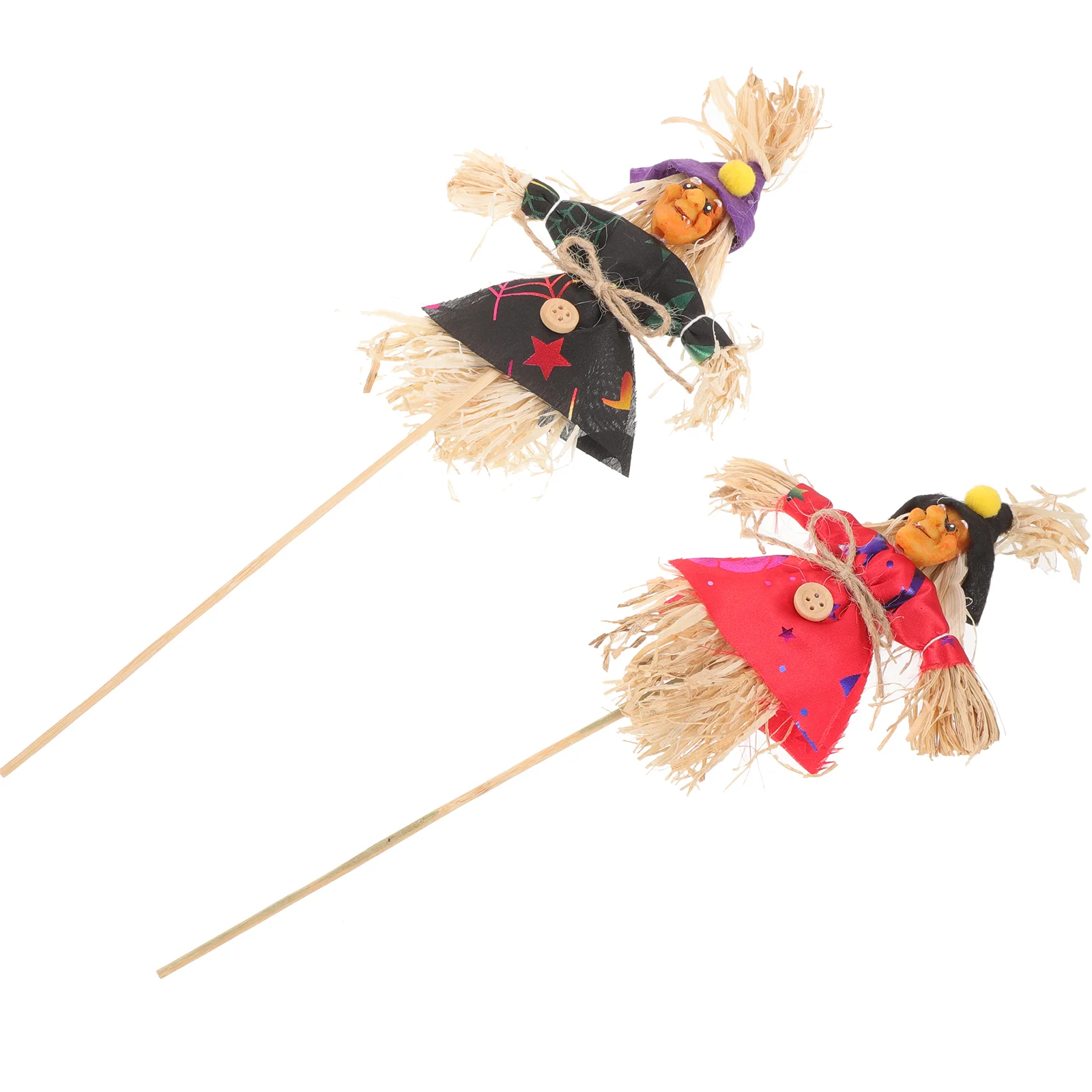 2 Pcs Scarecrow Decor Halloween Cartoon Scarecrows Costume Garden Adorable Ornament for Wood Pile