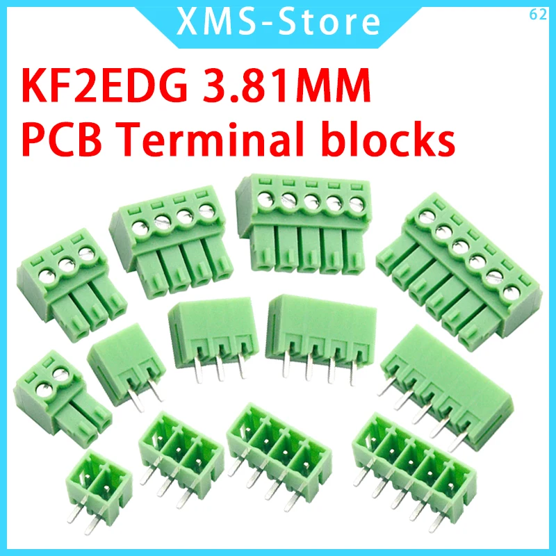 10PCS KF2EDG 3.5/3.81 2P/3P/4P/5P/6P/8P/12P-16PIN PCB Plug Terminal Block Connector+Pin Header Socket 3.5mm 3.81mm Pitch 15EDGK