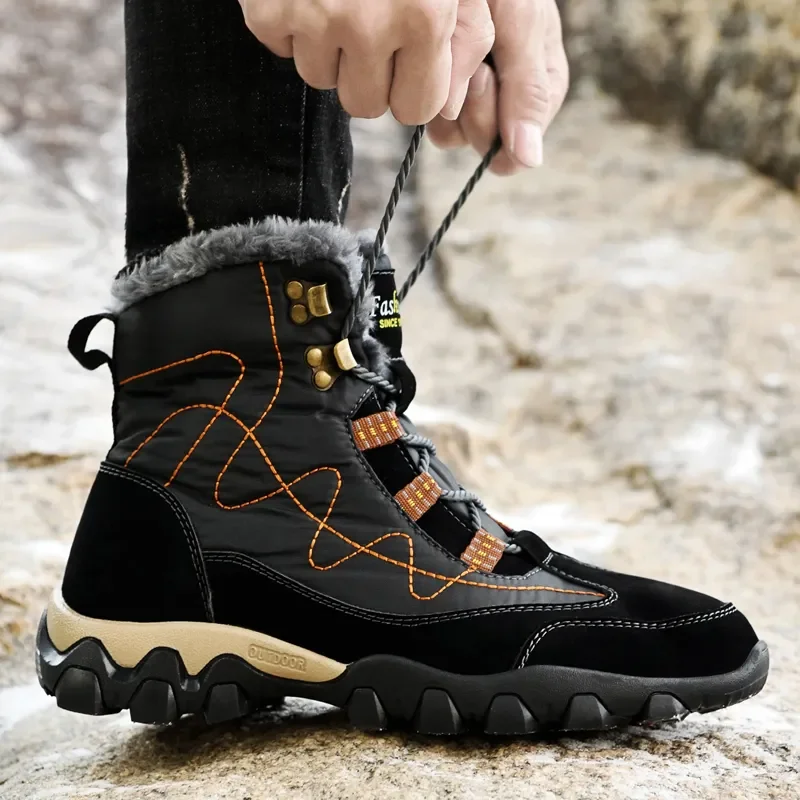 Nieuwe Winter Waterdichte Heren Enkellaarzen Warm Pluche Grote Maat Heren Snowboots Outdoor Werklaarzen Mode Casual Motorlaarzen