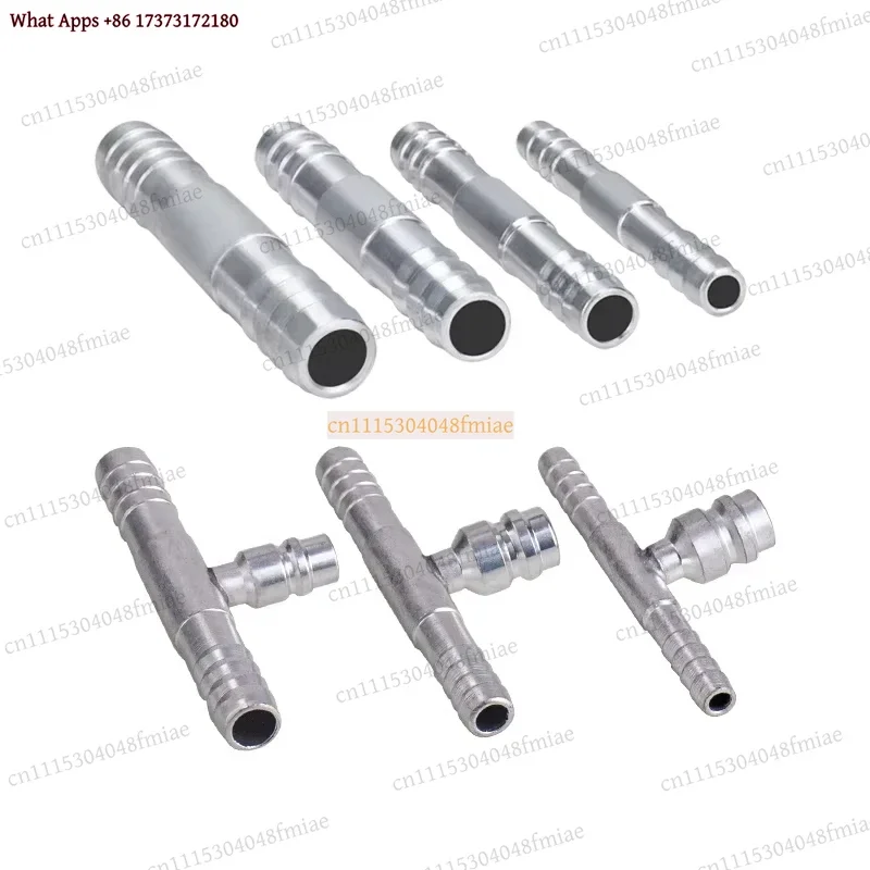 6 8 10 12 Straight Splice Push In Aluminum Fitting with Gas Nozzle A/C Hose 3/8 1/2 5/8 3/4
