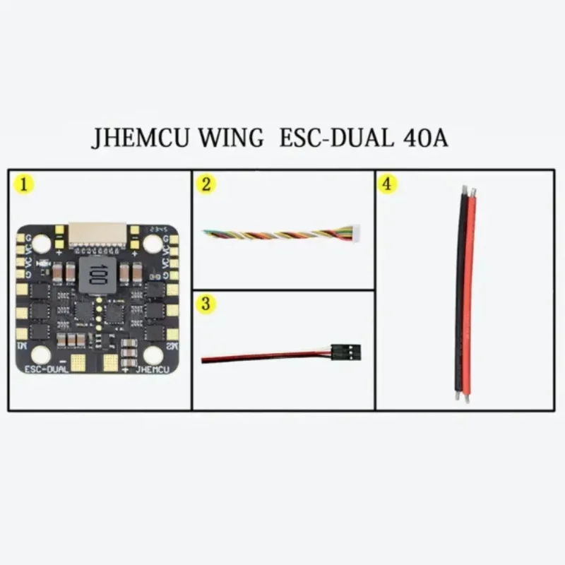 JHEMCU WING ESC-DUAL 40A BLHELI_S 2in1 40A ESC Built-in 5V BEC Current Meter 20X20mm 2-6S LiPo for RC Twin Engine Airplane