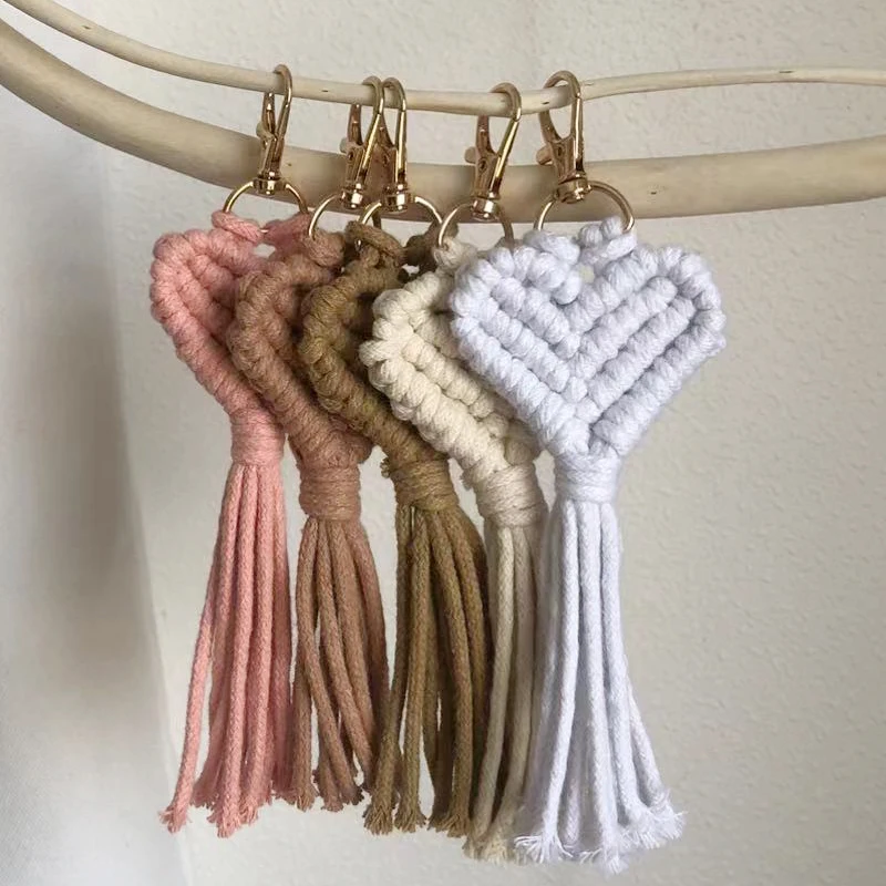 Macrame Hobo Keychain Handmade Heart-shaped Bag Pendant Car Keys Mother\'s Day gift Wedding Accessories Wholesale Wedding Gift