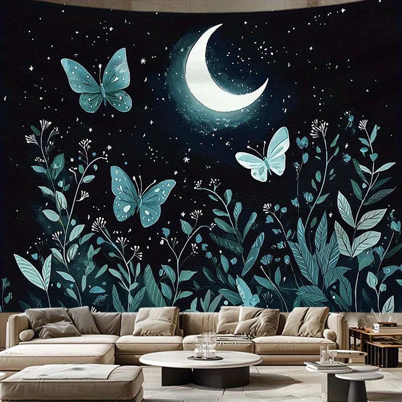 

1 шт. гобелен с фэнтези-лютающим принтом лунного света, полиэфирная ткань, можно стирать в машине, подходит для украшения спальни, гостиной