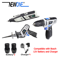 NEWONE 12V Grinding and Polish Electric Rotary Tool 2-Speed Drill Reiprocating saw compatible with Bosc'h battery charger Combo