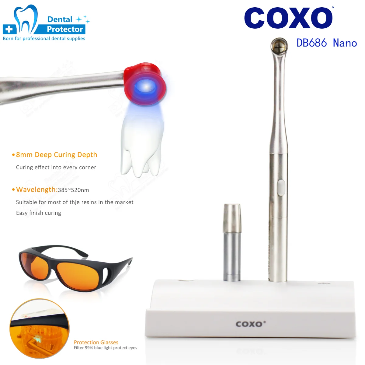 COXO DB686 Nano Led Drahtlose Aushärtung Lampen Photopolymerisation Aushärtung Licht Lampe Dental Ausrüstung Dental Aushärtung Licht für COXO