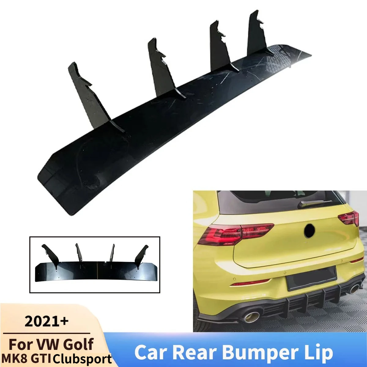 CS Style For VW Golf MK8 GTI Clubsport 2021+ Rear Bumper Lip Lower Diffuser Car Accessories Spoiler Plate Body Kits Tuning Parts