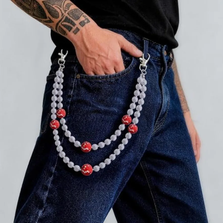 Wallet Chains for Men Layered Pants Chain Jean Pocket Bead Chain Rhinestone Keychain Purse Accessories for Women view 5
