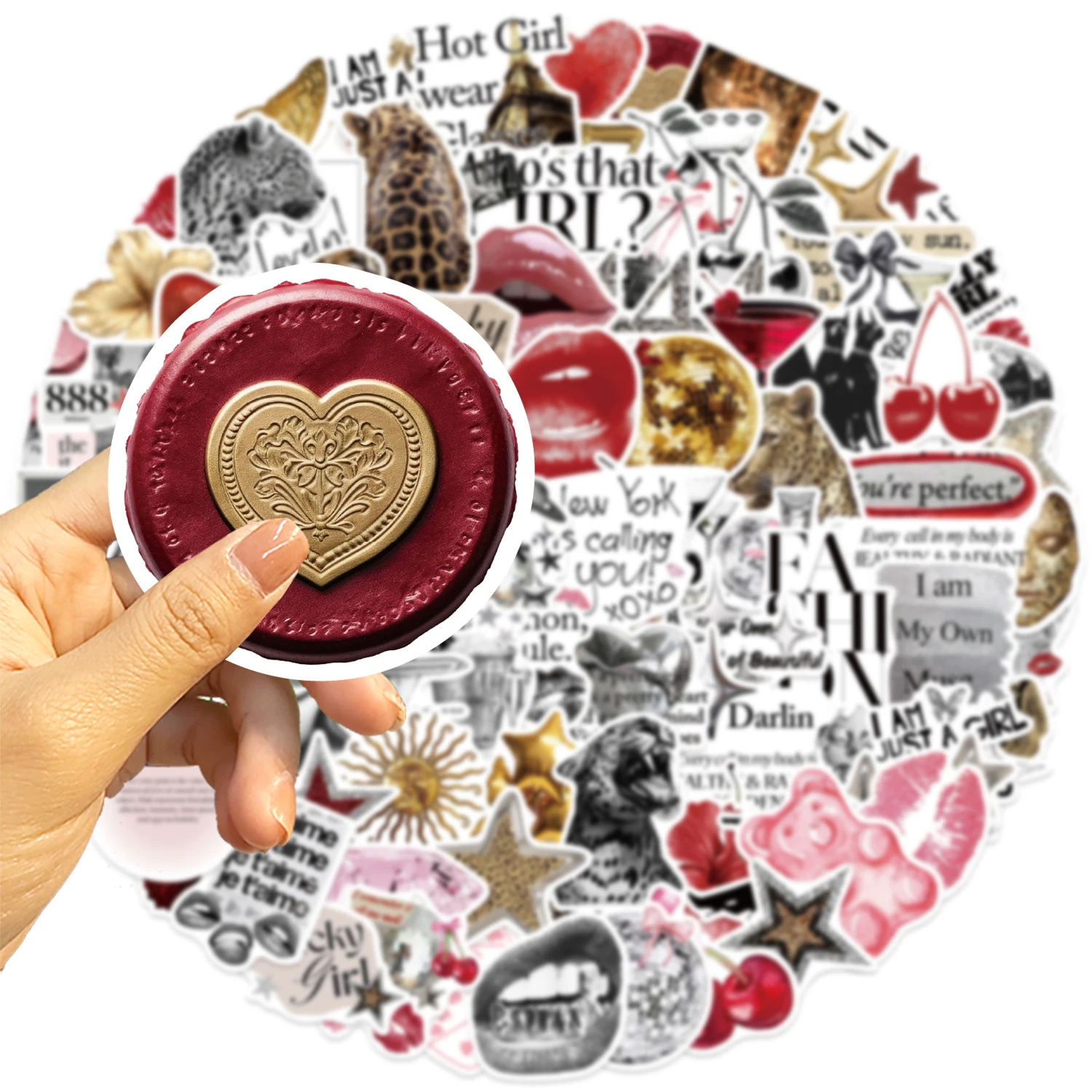 10/50/100PCS Golden Silver Lucky Girl Retro Aesthetic Stickers Phone Guitar Laptop Notebook Suitcase Waterproof Sticker Decals view 5