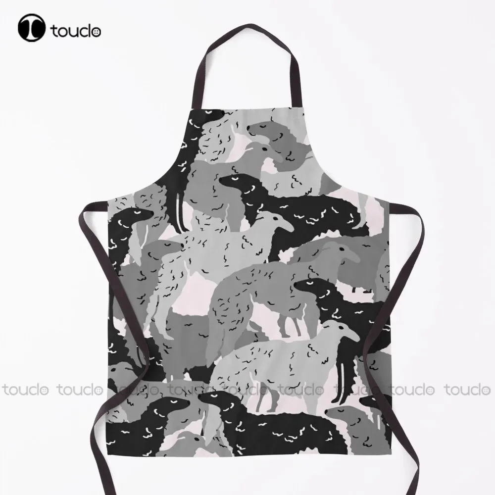 New Cute Borzoi Dogs On Pink Background Apron Woodworking Apron Unisex