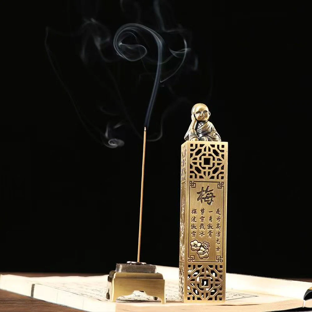 New vertical line incense burner, Indoor Zen sandalwood box, Portable metal hollow incense socket, home fragrance incense holder