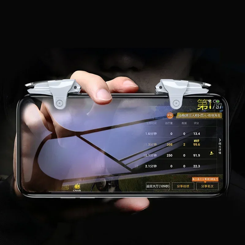 2pcs โทรศัพท์มือถืออุปกรณ์เสริมสําหรับเล่นเกมเกมสําหรับ PUBG Aim ยิง Controller L1 R1 ทางกายภาพ ABS ปุ่มสําหรับ IOS Android