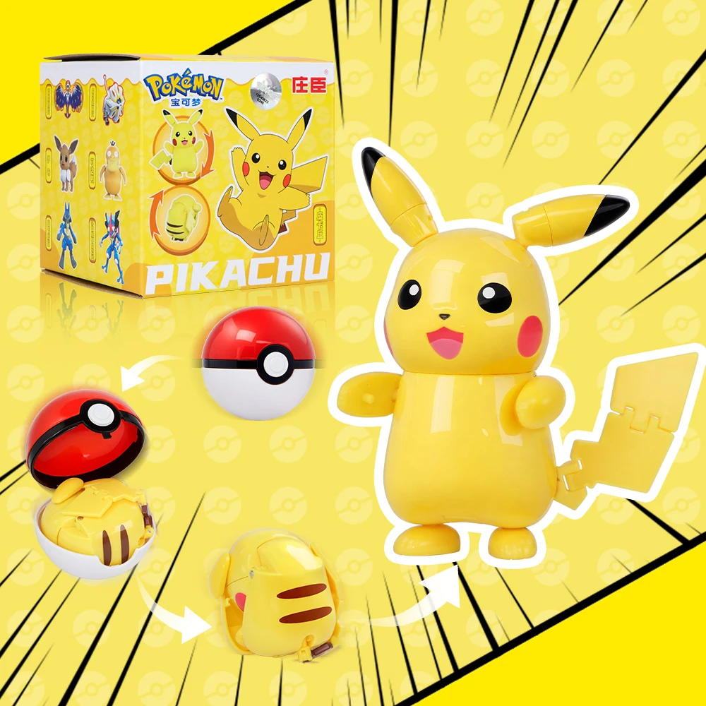 Pokemon Pikachu Figures Toys Pocket Monsters Ball Model Pokeball Cartoon Game Action Figures Toy for Kids Xmas Gift