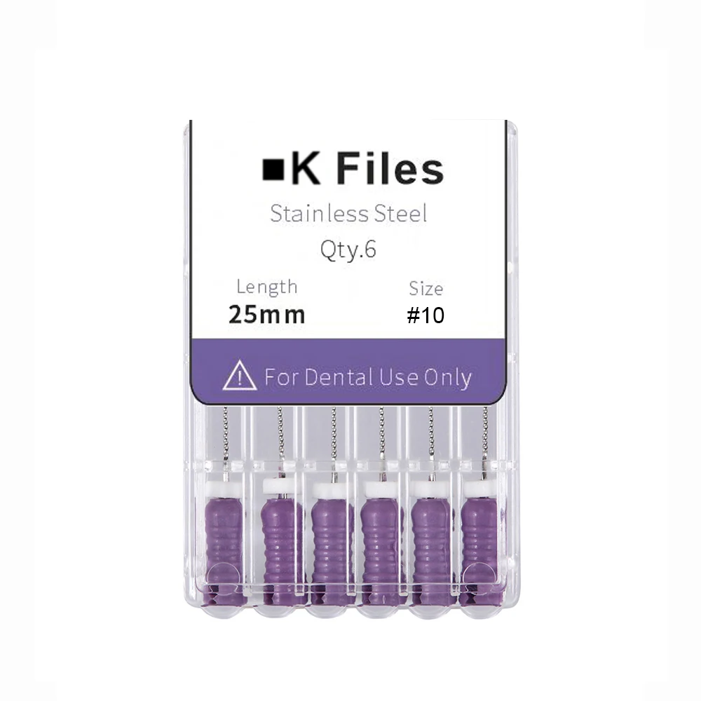 CYF045 Dental K-Files 25mm 6#/8#/10#/15# 6Pcs/Pack Denspay Dental Stainless Steel K Files Hand Use Endodontic Root Canal File