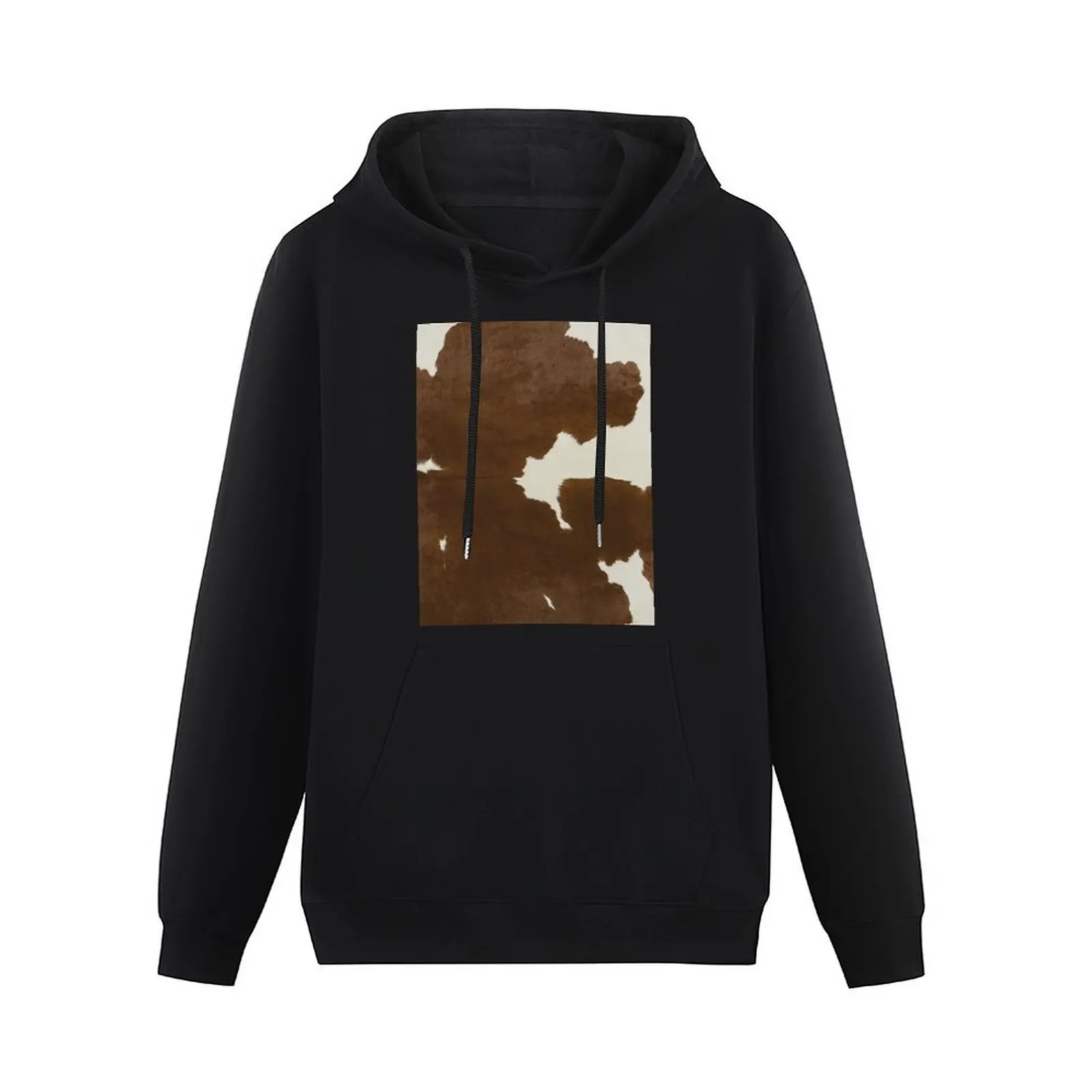 Dark Brown & White Cow Hide Pullover Hoodie men's sweat-shirt mens clothing new hoodies and sweatshirts