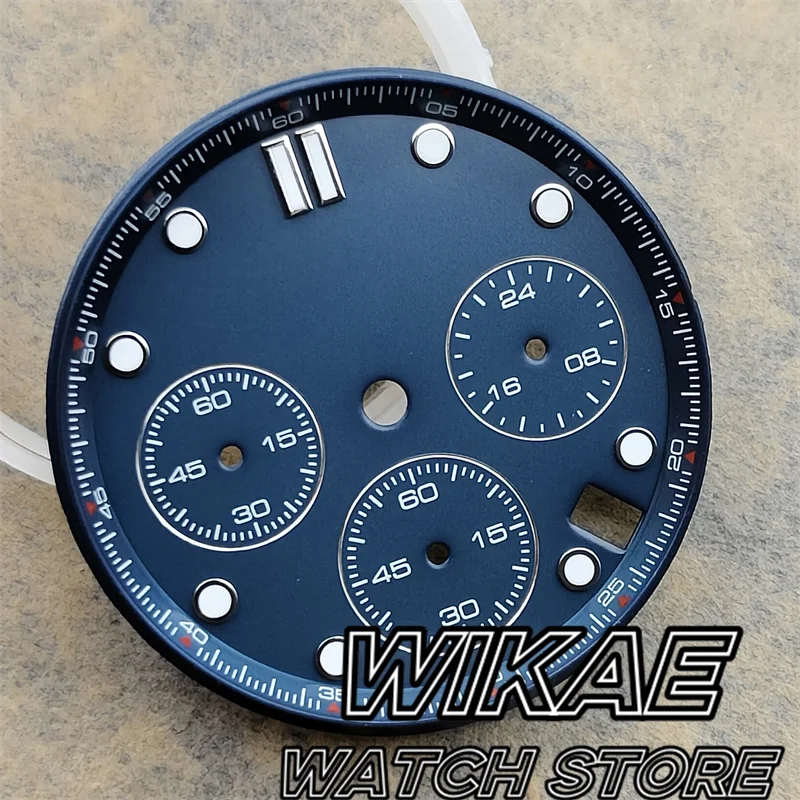 31mm Vk63 Watch Dial With Hand Sets Green Luminous 4 Hour\'s Date 6 Hour\'s Date Window For VK63 VK64 Quartz Chronograph Movement