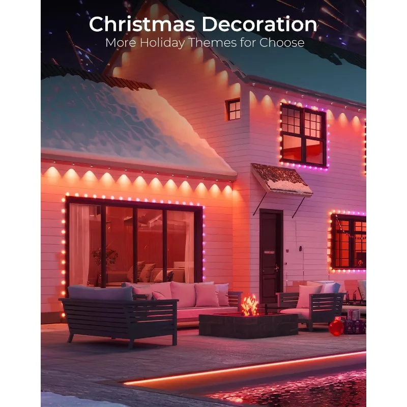 Smart Permanent Outdoor Lights, Eaves Light with 44 Scene Modes for Halloween Christmas Birthday Holiday Party,home.