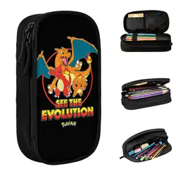 Pokemon Charmander See The Evolution Pencil Case Creative Pen Box Bag Girl Boy Big Capacity Office Cosmetic Pencil Pouch