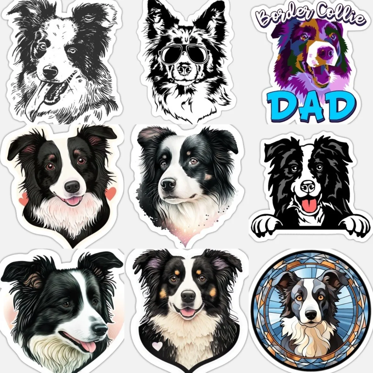 Border Collie Dog Creative Stickers Vinyl Laptop Window Car Truck Bicycle Motorcycle Table Wall Room Helmet Box Decal Assecories