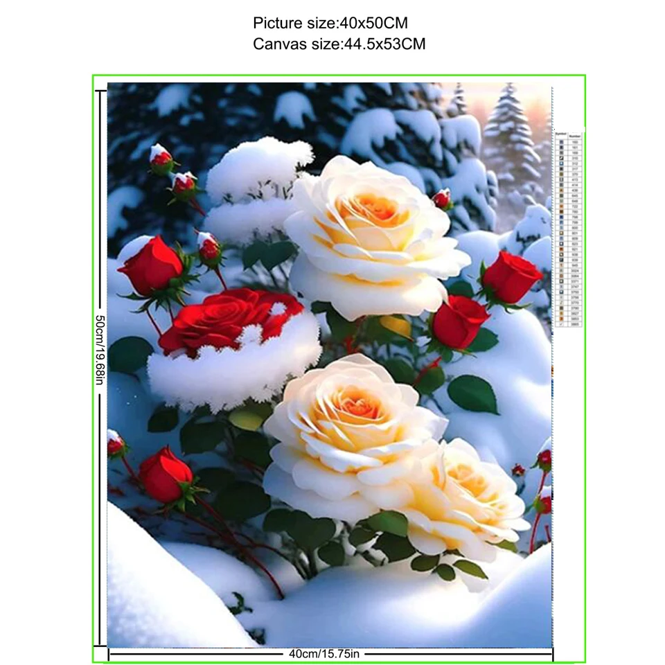 Rose 5D DIY New Diamond Painting Art Snow Scenery Cross Stitch Kit Flowers Diamond Mosaic Handmade Embroidery Home Decor W384