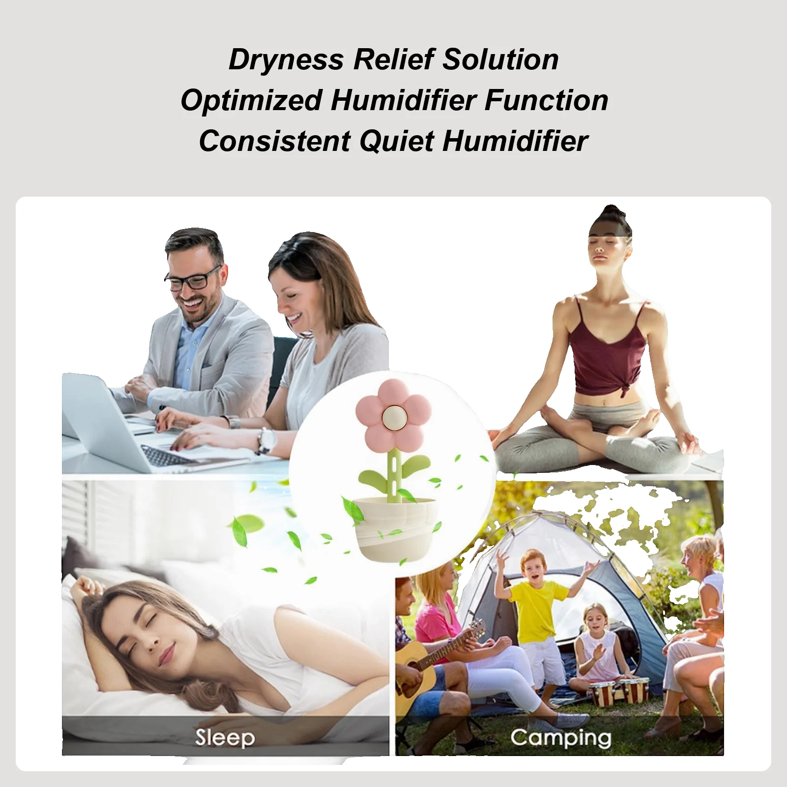 Cute Flower Humidifier Portable 300ml Flower Cute Humidifier Aromatherapy Diffusers For Bedroom Car Toddler Elderly Hotel