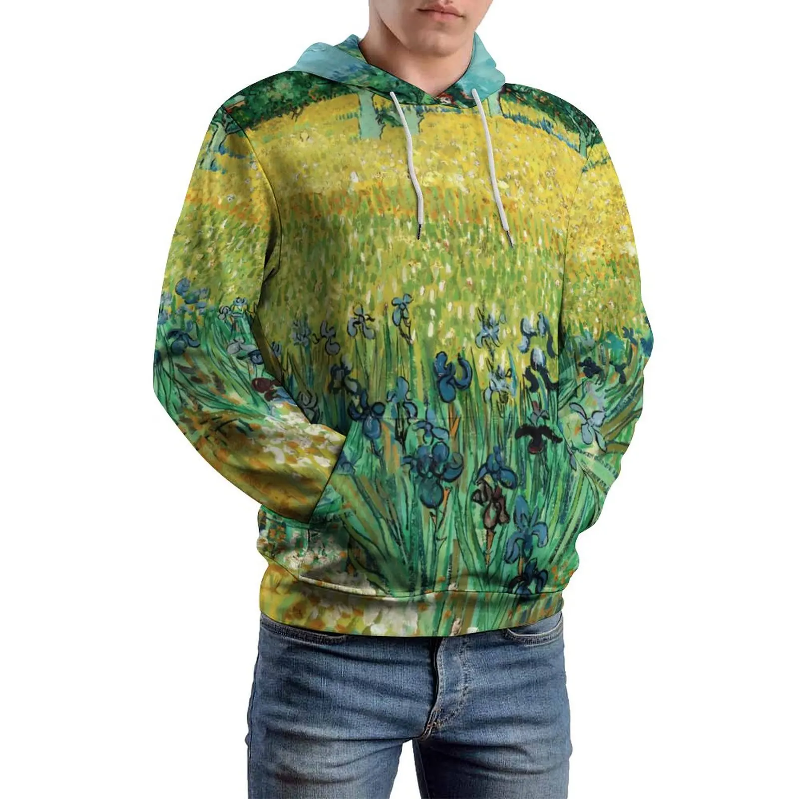 

Vincent Van Gogh Casual Hoodies Long Sleeve Field with Irises Cute Pullover Hoodie Spring Street Wear Graphic Oversized Clothing