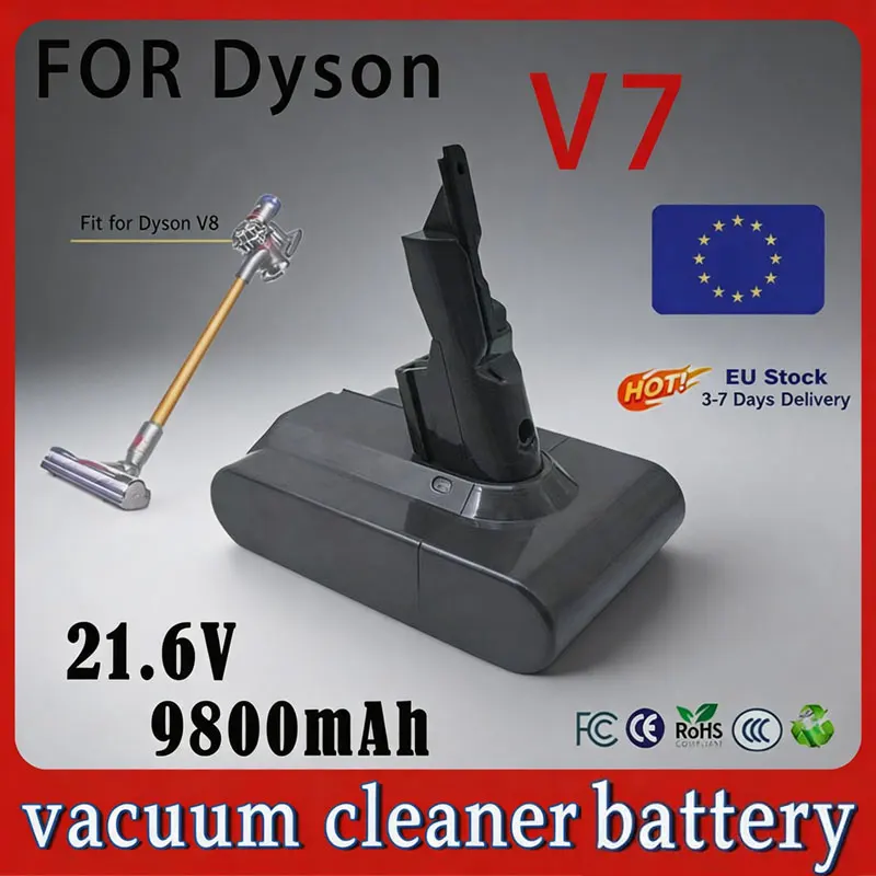 Convient à la batterie Dyson V7 - Batterie lithium-ion 21,6 V 9800 mAh, peut remplacer la batterie du aspirateur V7 Tier Pro, 100 % originale, professionnelle et de haute qualité.