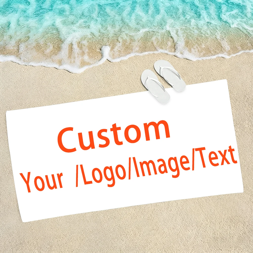 Personalized Custom Beach Towel -Add Your Name Photo Logo Quick Dry Oversized Anti-Sand Bath Towel for Beach Swimming Gym Gift