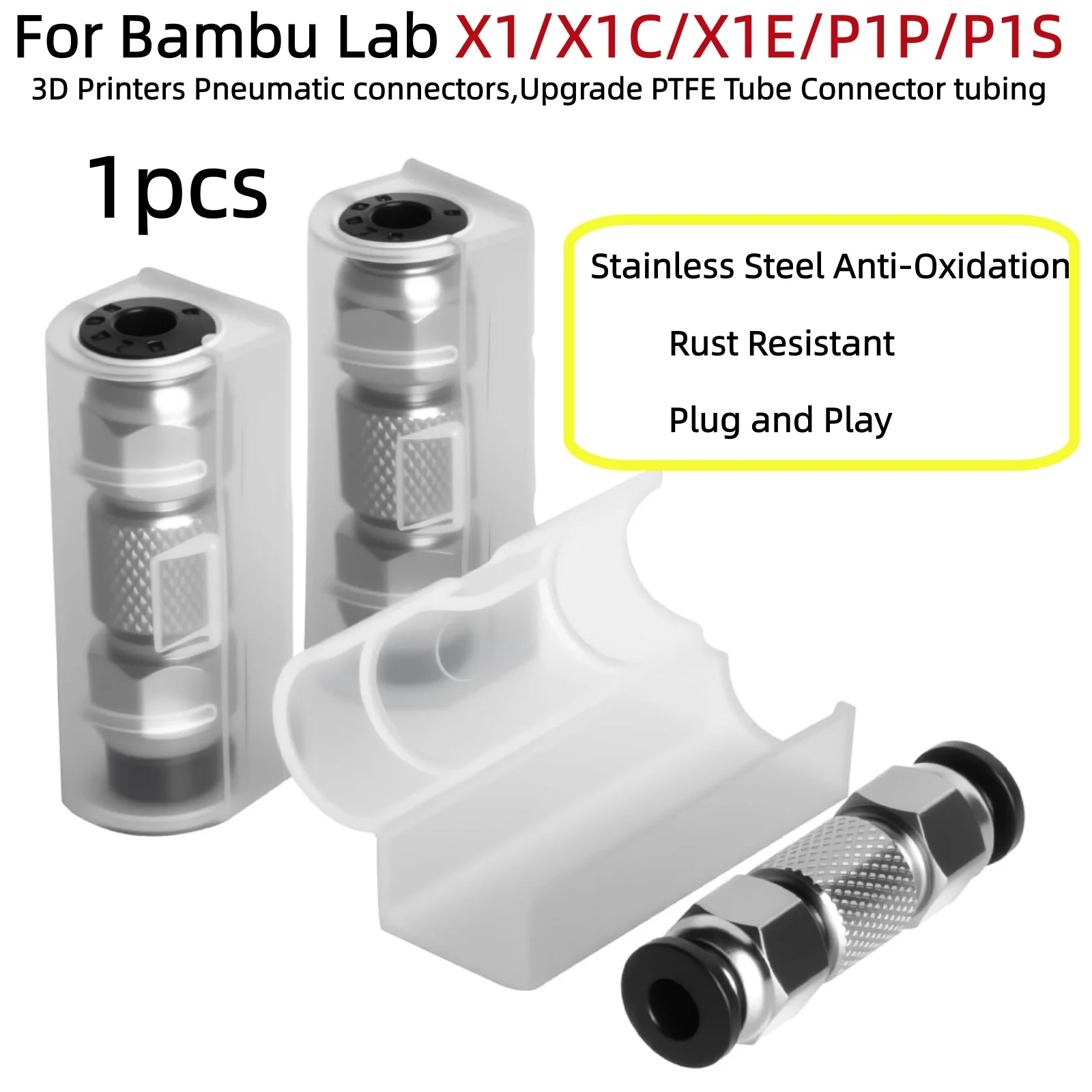 

PTFE Tube 3D printer For Bamboo lab P1s/P1P/X1c/X1/X1E PTFE Tube 3D Printer Connector PTFE Tube Connector 3D Printer Accessories