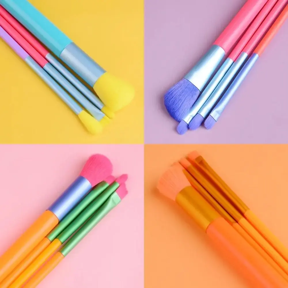 Juego de brochas de maquillaje de pelo sintético, 15 Uds., brochas de maquillaje cosméticas profesionales de arcoíris, coloridas