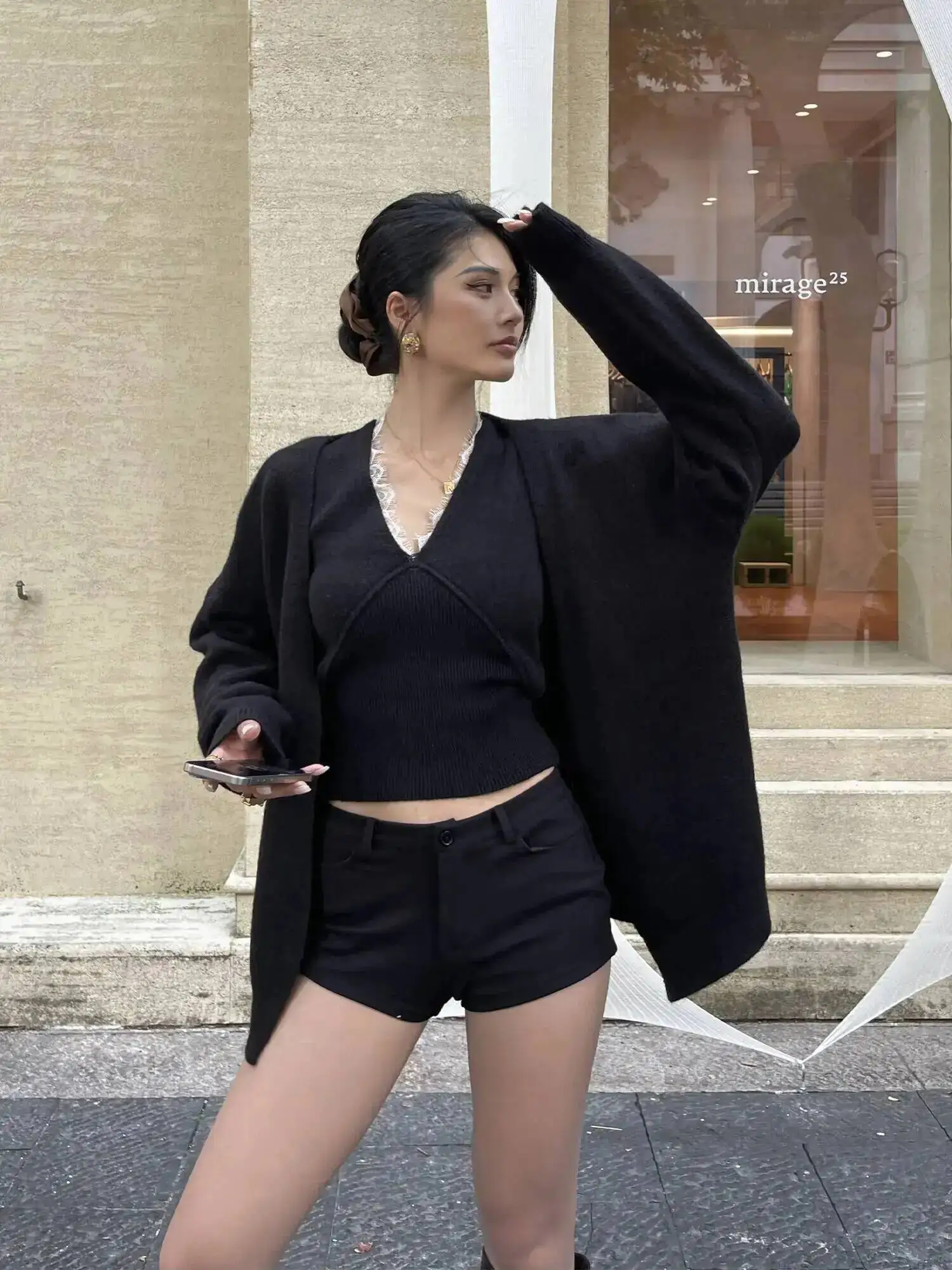 Hot Girl Casual Shorts For Women 2025 Autumn New Style Sexy Low Waist Slimming Lifting Hips Ultra Shorts Sexy Women LHJ7