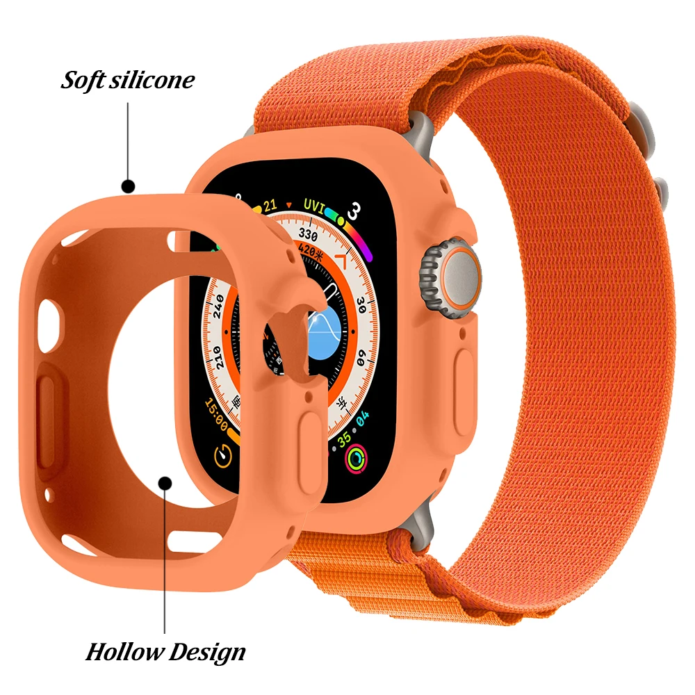 Watch For Apple Watch Ultra 49mm Protective Case Cover Silicone Hollow Frame Sport Smartwatch Bumper for iwatch 8/7 41mm 45mm