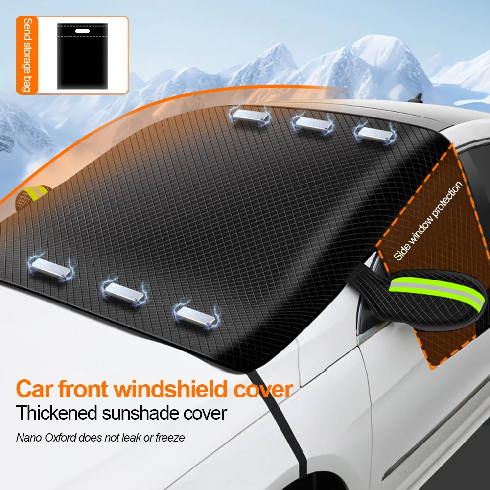 Car snow blocking, magnetic suction, snow blocking, front windshield, sunshade, snow proof, semi cover, car cover, thick aluminu