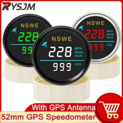 52mm Digital GPS Speedometer MPH Knot Km/h COG for Marine Boat Motorcycle Camper With GPS Antenna 12V 24V Green White Red Light