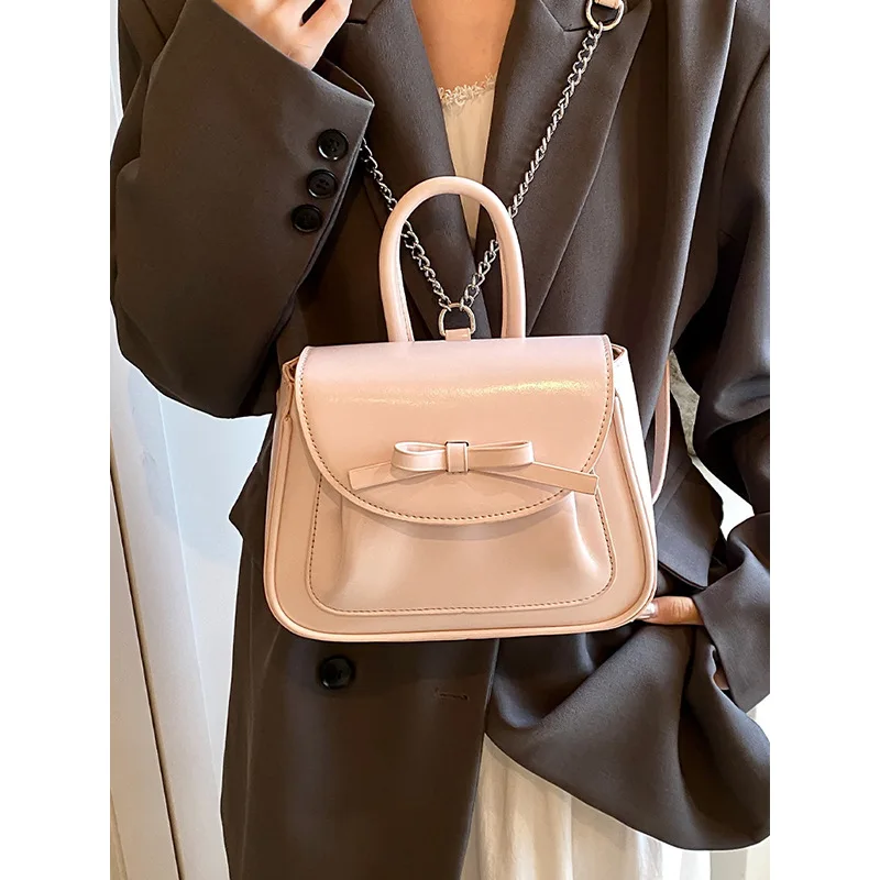 2025 Autumn/Winter New Fashionable Pink Bow Backpack Simple and Versatile Student Backpack Premium Women's Bag