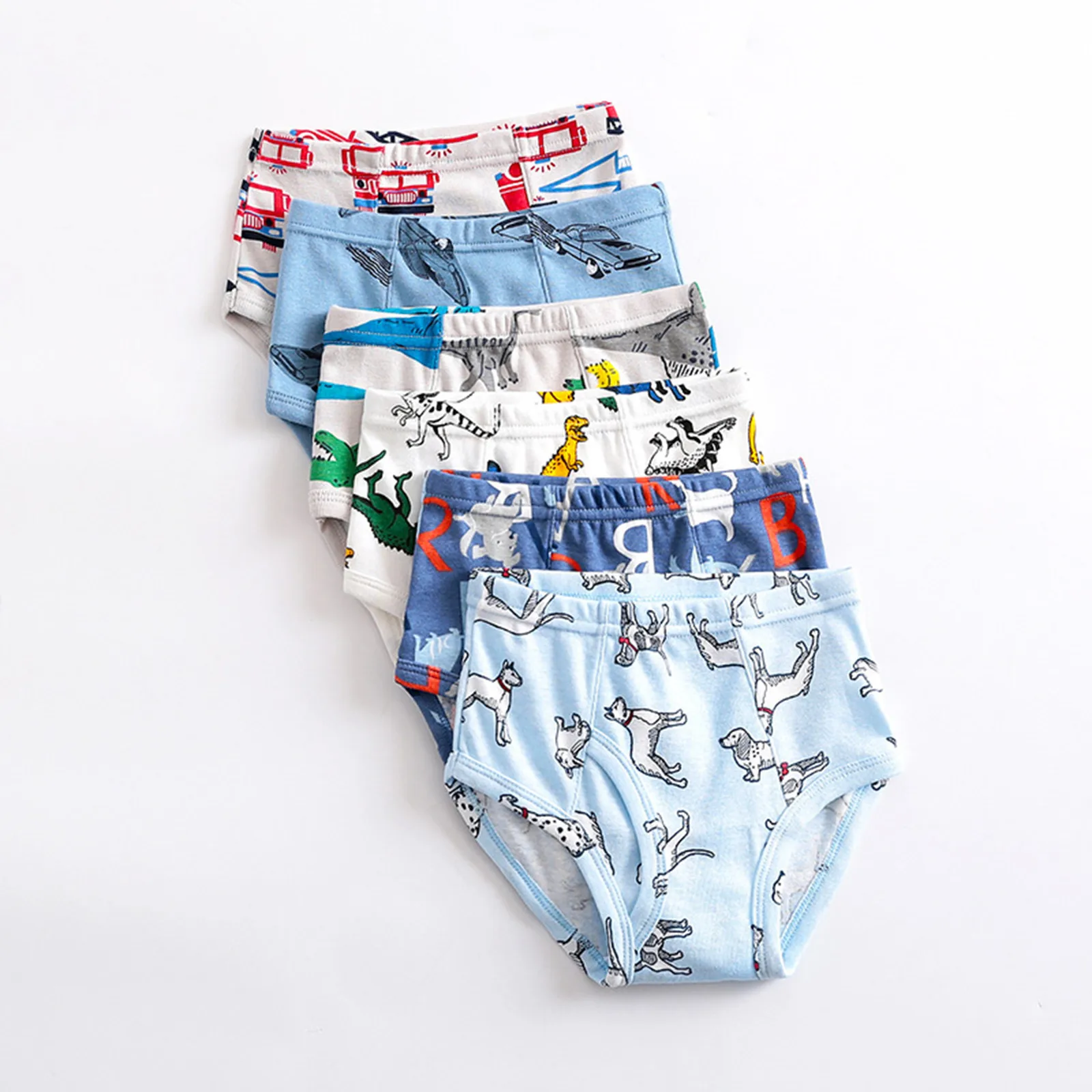 

3pcs Kids Triangle Underpants Children Underwear Boys Comfortable Cotton Dinosaur Cartoon Briefs For Boys Aged 2 To 8