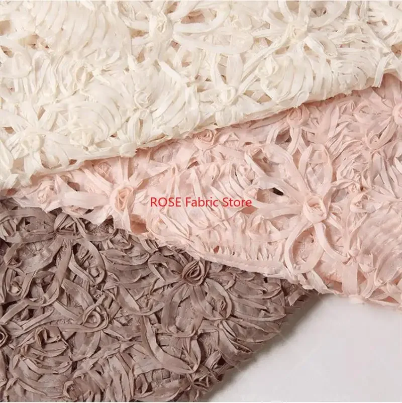 1 yard Matte Layered Hollow Out Embroidered Fabric Unique Designer Fabrics