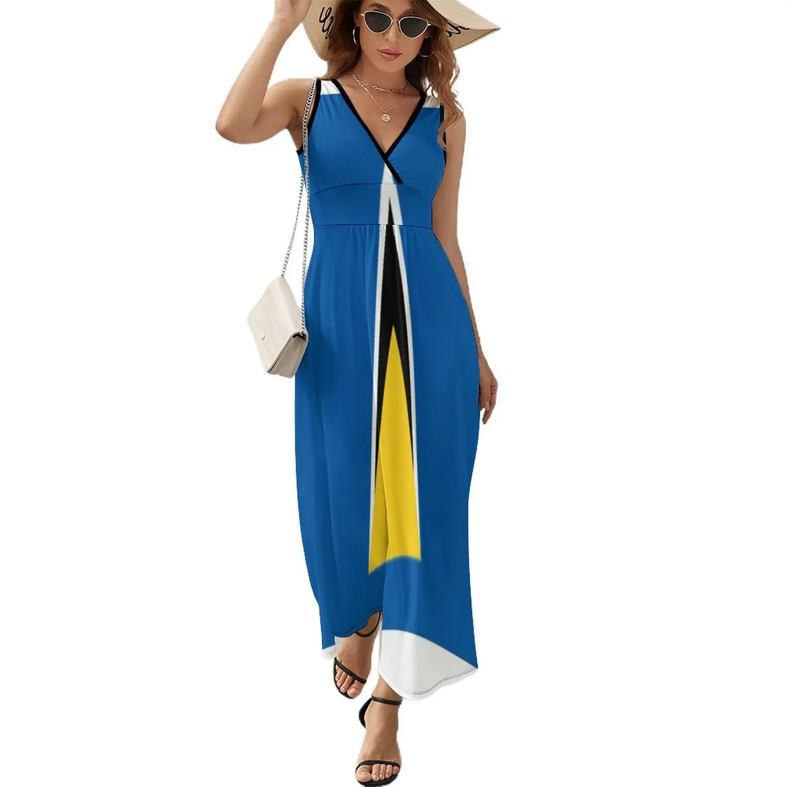 

ST LUCIA FLAG Sleeveless Dress elegant chic women dresses promotion summer dress Evening dresses ceremony dresses