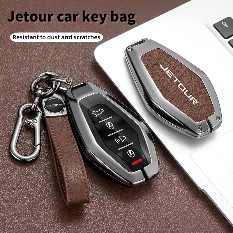 

Zinc Alloy Leather Car Key Cover Case Shell Bag Holder Full Protector For Chery Jetour X70 X70plus X70m X90plus X95pro Accessory