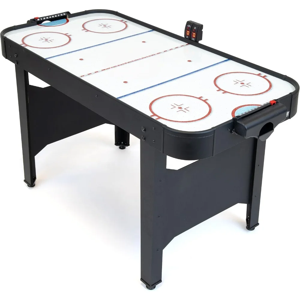 

48 Inch Air Hockey Arcade Table for Kids - Includes 2 Pushers, 3 Pucks, AC Motor, and LED Scoreboard - Oak or Black