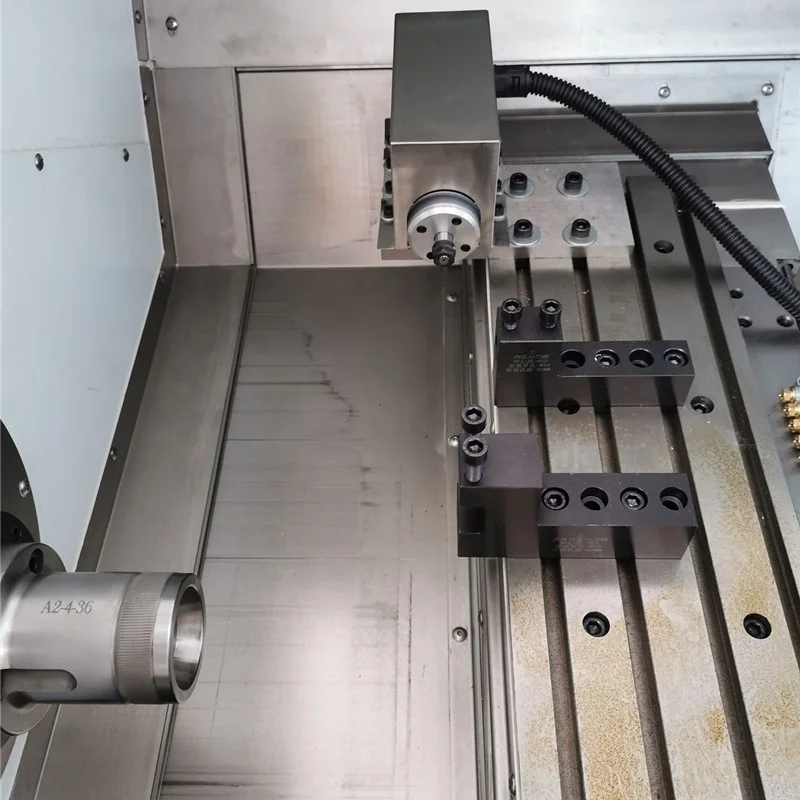 Cama inclinada de alta precisão com eixo C, ferramentas ao vivo e mandril de pinça torno de torneamento cnc LC-25