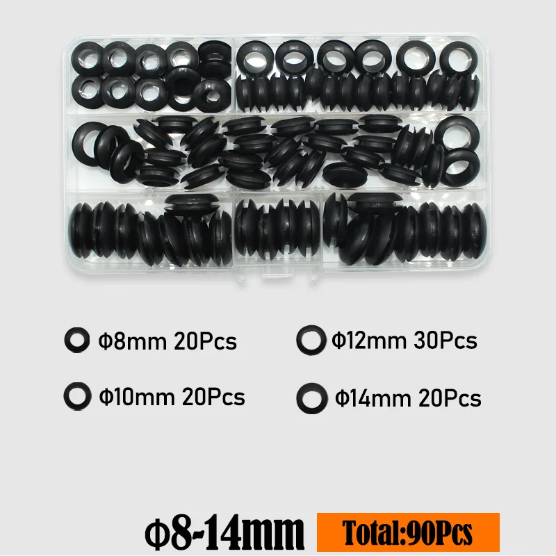 400/90 Stück Gummidichtungsring, doppelseitiger Gummitüllenring, ungiftig, geruchlos, zum Schutz von Draht, Kabelloch, Unterlegscheiben, Dichtungsscheiben – Detail 10