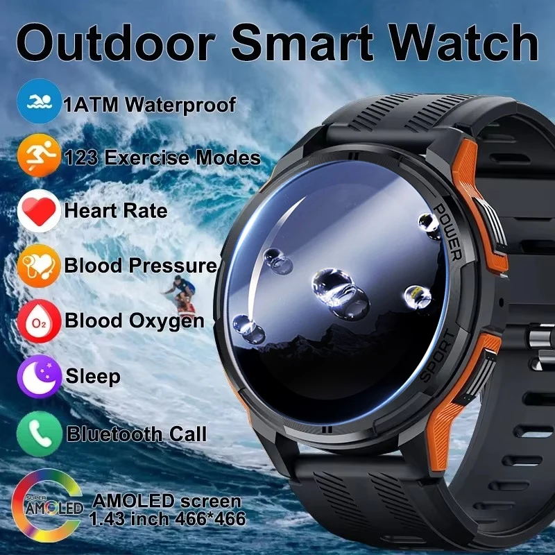 2024 AMOLED Screen Always On Display Smartwatch Men Sports Watches 1ATM Waterproof Bluetooth Call Smart Watch Fitness Bracelet