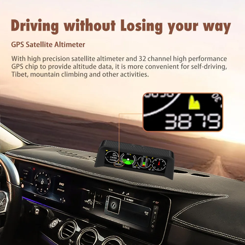 X90 Automotive Car Electronics Digital GPS Speedometer HUD Head Up Display Altitude Meter Compass MPH KM/H Inclinometer