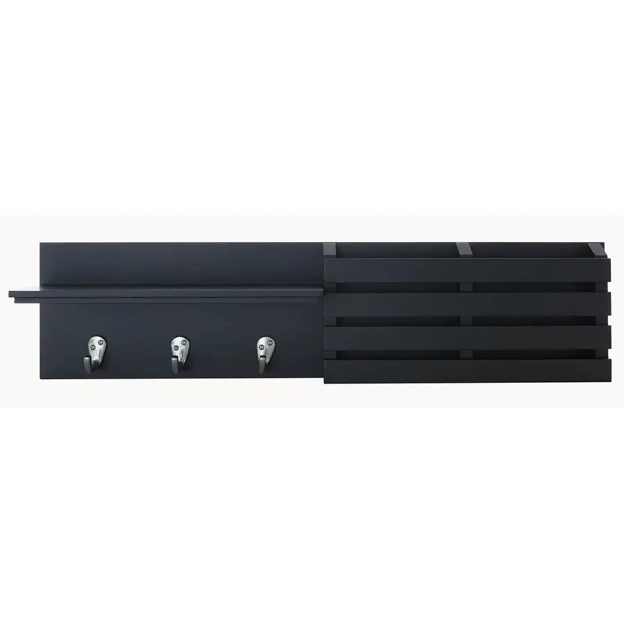 

Настенная полка и держатель для почты KG Sydney с 3 крючками, черный, 24 дюйма